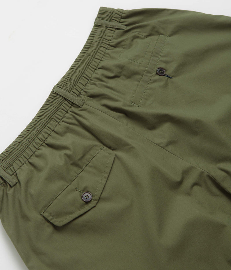 Universal Works Pleated Track Shorts in Olive