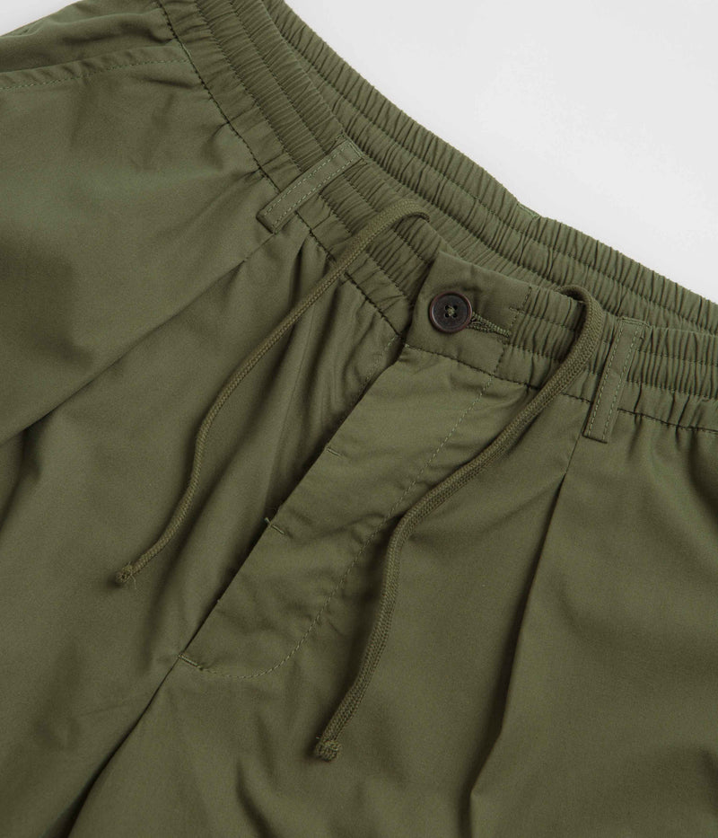 Universal Works Pleated Track Shorts in Olive