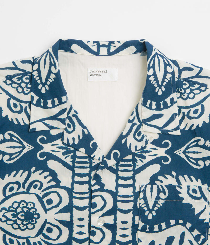 Universal Works Road Shirt in Navy and Island Print