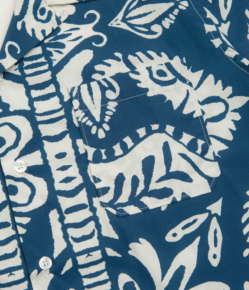 Universal Works Road Shirt in Navy and Island Print