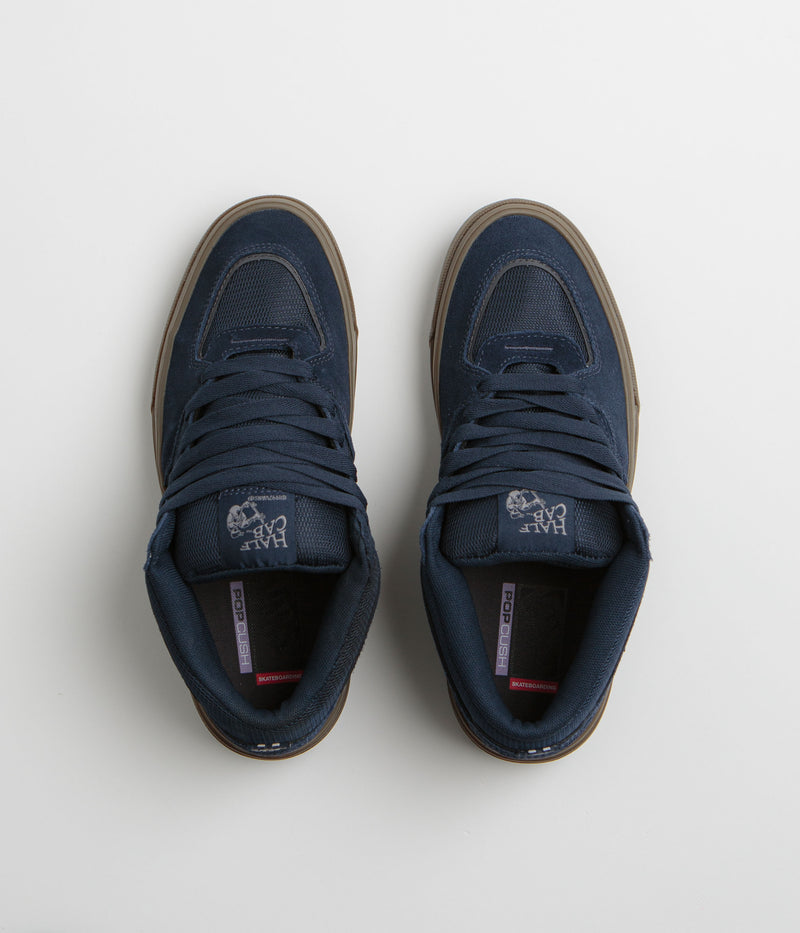Vans Skate Half Cab Wafflecup Shoes in Navy and Dark Gum
