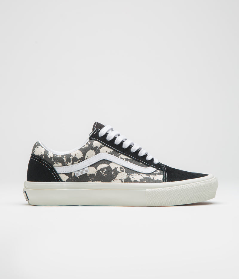 Vans Skate Old Skool Shoes in Skull Pile Black and White / Gum