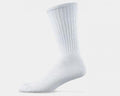 Wigwam Volley Socks in white with a ribbed crew design and cushioned footbed, side view.