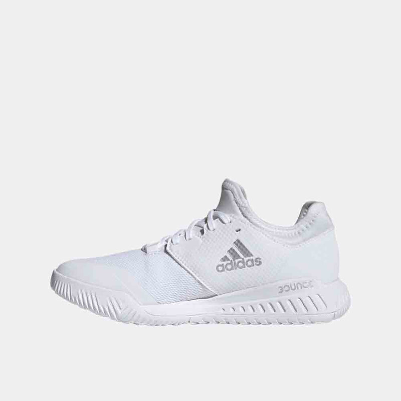 Side medial view of the Women's Adidas Court Team Bounce Volleyball Shoes.