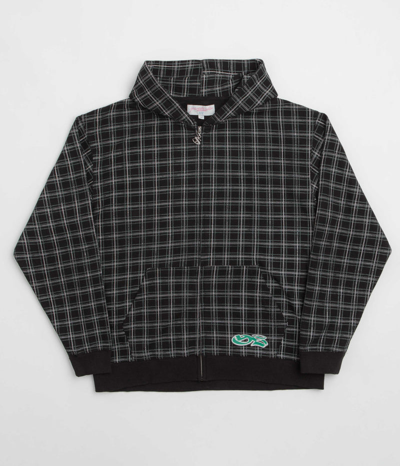 Yardsale Check Waffle Full Zip Hoodie in Black