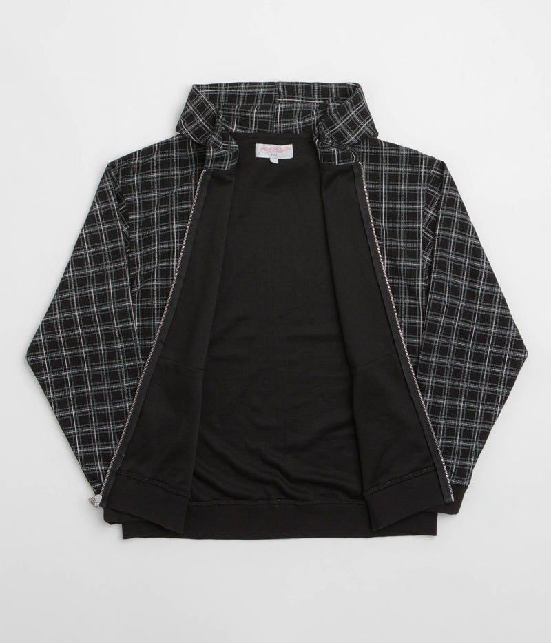 Yardsale Check Waffle Full Zip Hoodie in Black