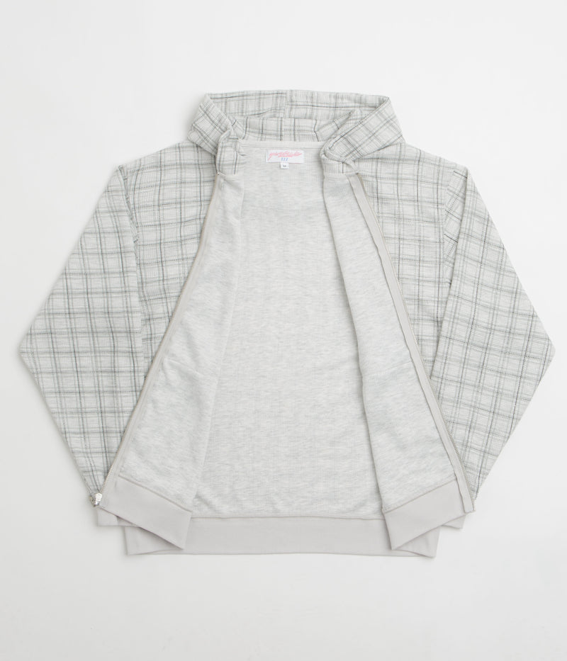 Yardsale Check Waffle Full Zip Hoodie in Grey
