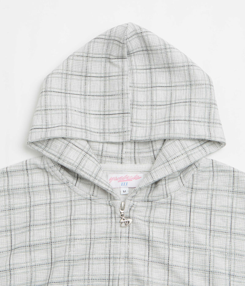 Yardsale Check Waffle Full Zip Hoodie in Grey