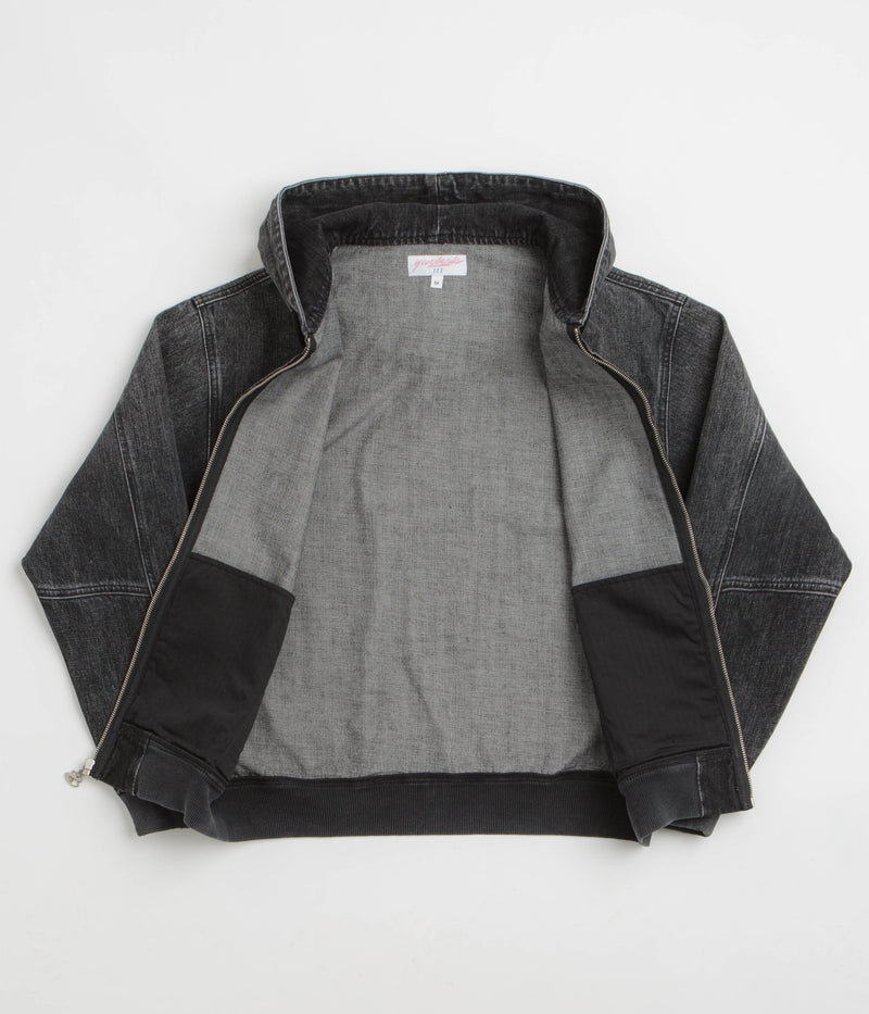 Yardsale Denim Full Zip Hoodie in Black