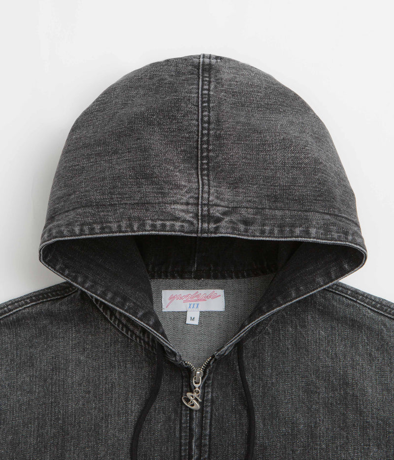 Yardsale Denim Full Zip Hoodie in Black