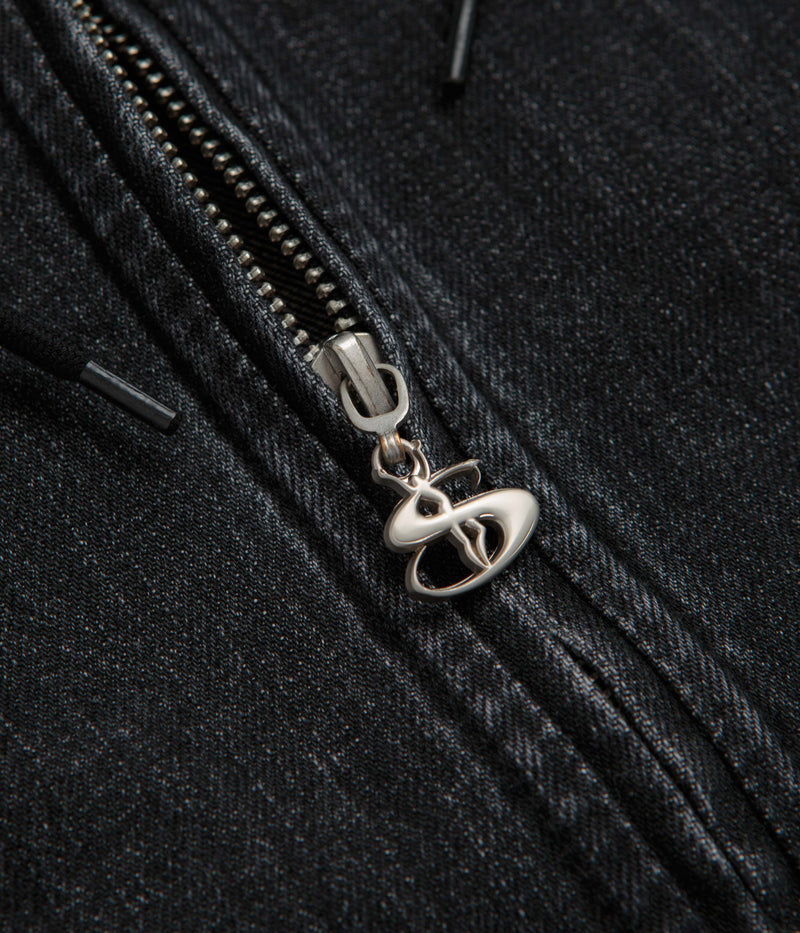 Yardsale Denim Full Zip Hoodie in Black