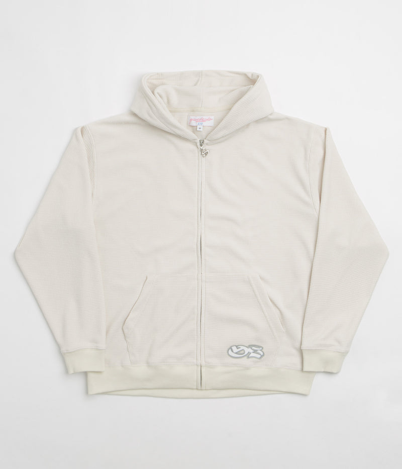 Yardsale Sprayed Waffle Full Zip Hoodie in Cream