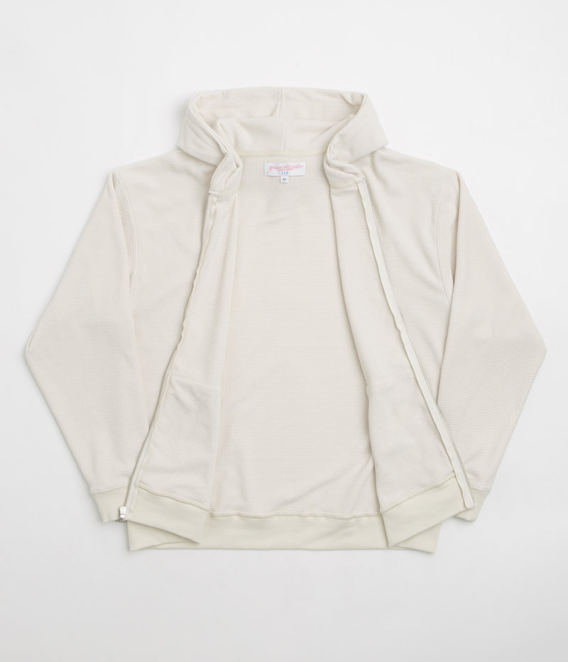 Yardsale Sprayed Waffle Full Zip Hoodie in Cream