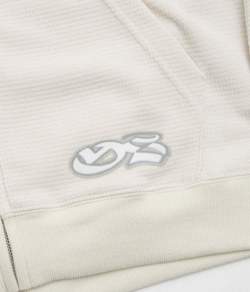Yardsale Sprayed Waffle Full Zip Hoodie in Cream