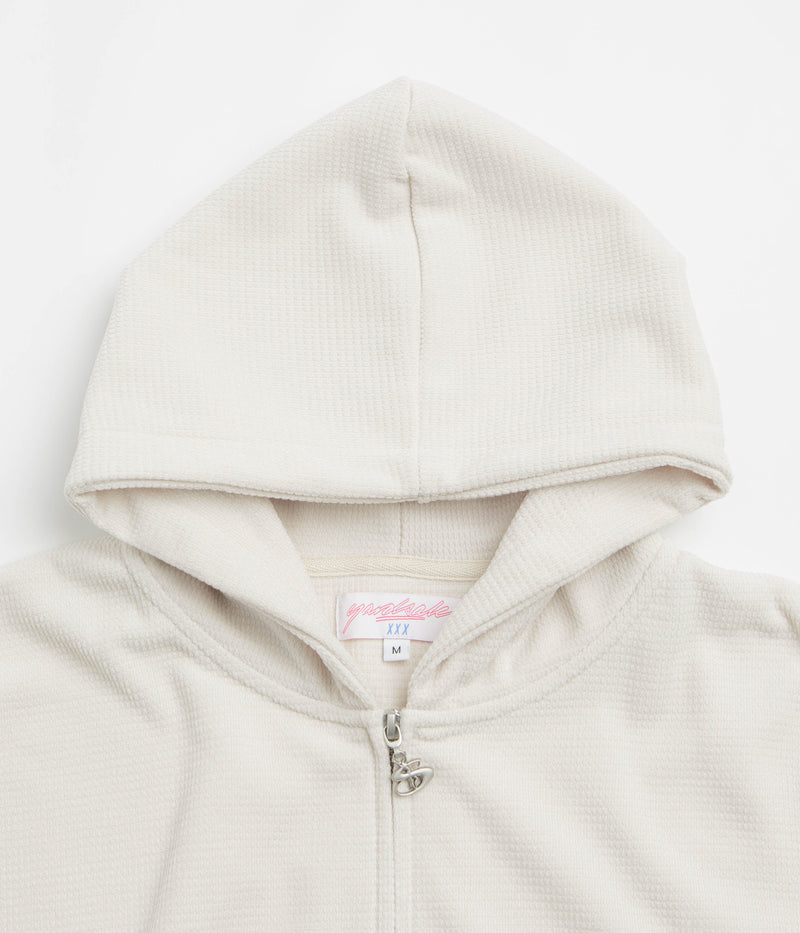 Yardsale Sprayed Waffle Full Zip Hoodie in Cream