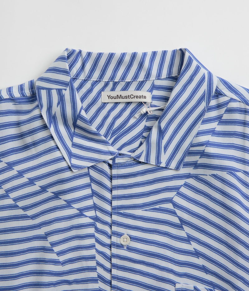 YMC Malick Shirt in Blue and White