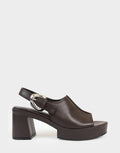 Comfortable Women's Platform Sandal In Brown Faux Leather, side view